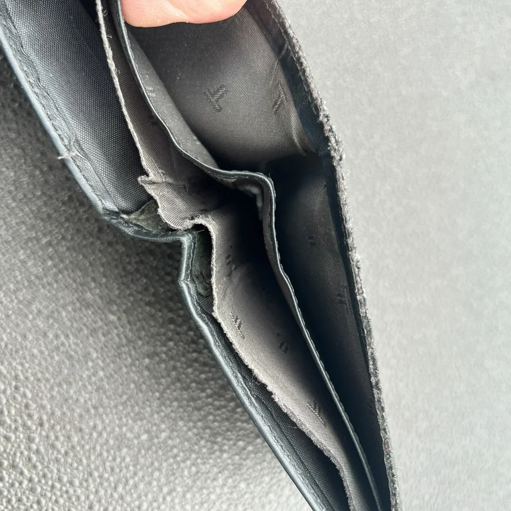 TUMI Black Ballistic Nylon Leather Double Billfold EDC Mens Wallet RFID Protect